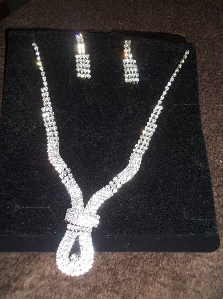 Conjunto Gargantilha+brincos Strass Luxo